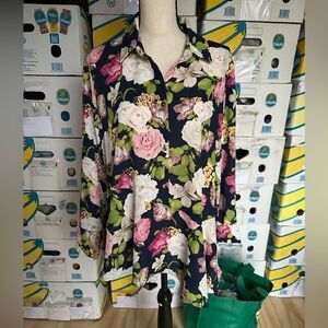 Cato Floral Navy Women's Top